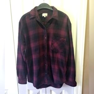 ARITZIA - Wilfred Free Size Small Burgandy/Black Plaid Top